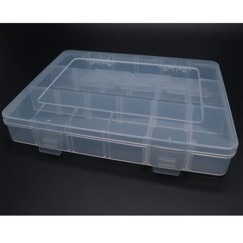 Xiaoyztan Clear Plastic Organizer, 18 Grids with Adjustable Dividers, Jewelry Box Bead Storage Container for Small Parts, Fishing Tackle, DIY Crafts, and Earrings, Overall 7.9 x 5.7 x 1.1 inch - Image 4